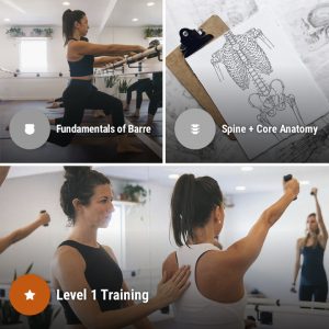 BarreAmped Foundations bundle includes Fundamentals of Barre, Spine + Core Anatomy, and Level 1 Training